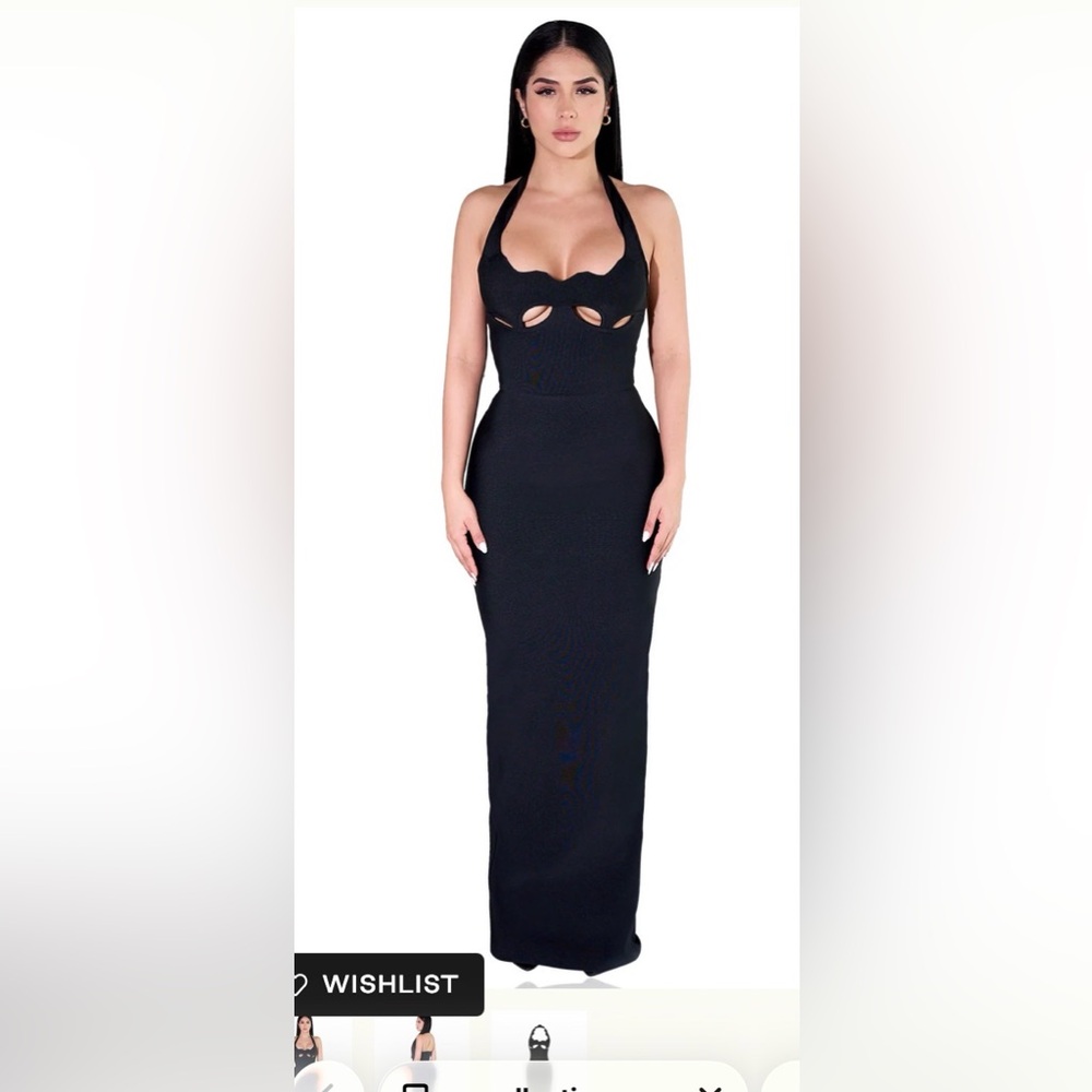 YG Collection Giana Halter Gown Body Bandage Cutout Dress Size S NWT